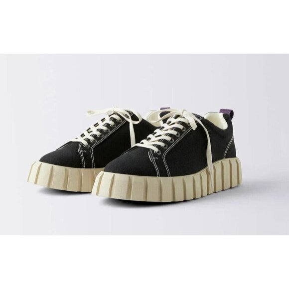 Eytys Odessa Canvas Sneakers Size 39 US 8.5 Womens Black $210 - Picture 1 of 15